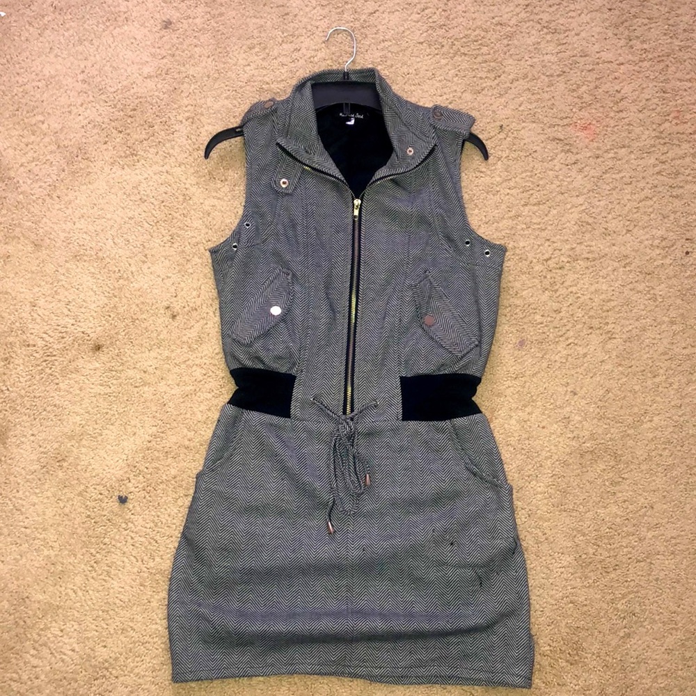 black and grey striped dress